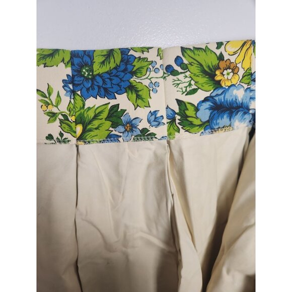 Vtg. 70's Permanent Press Drapery Floral Blue/Yellow Pinch Pleat Curtain Set - Picture 6 of 7